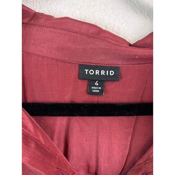 Torrid women's‎ 4 4X rust red high low sleeveless collared tunic top blouse - Picture 2 of 5